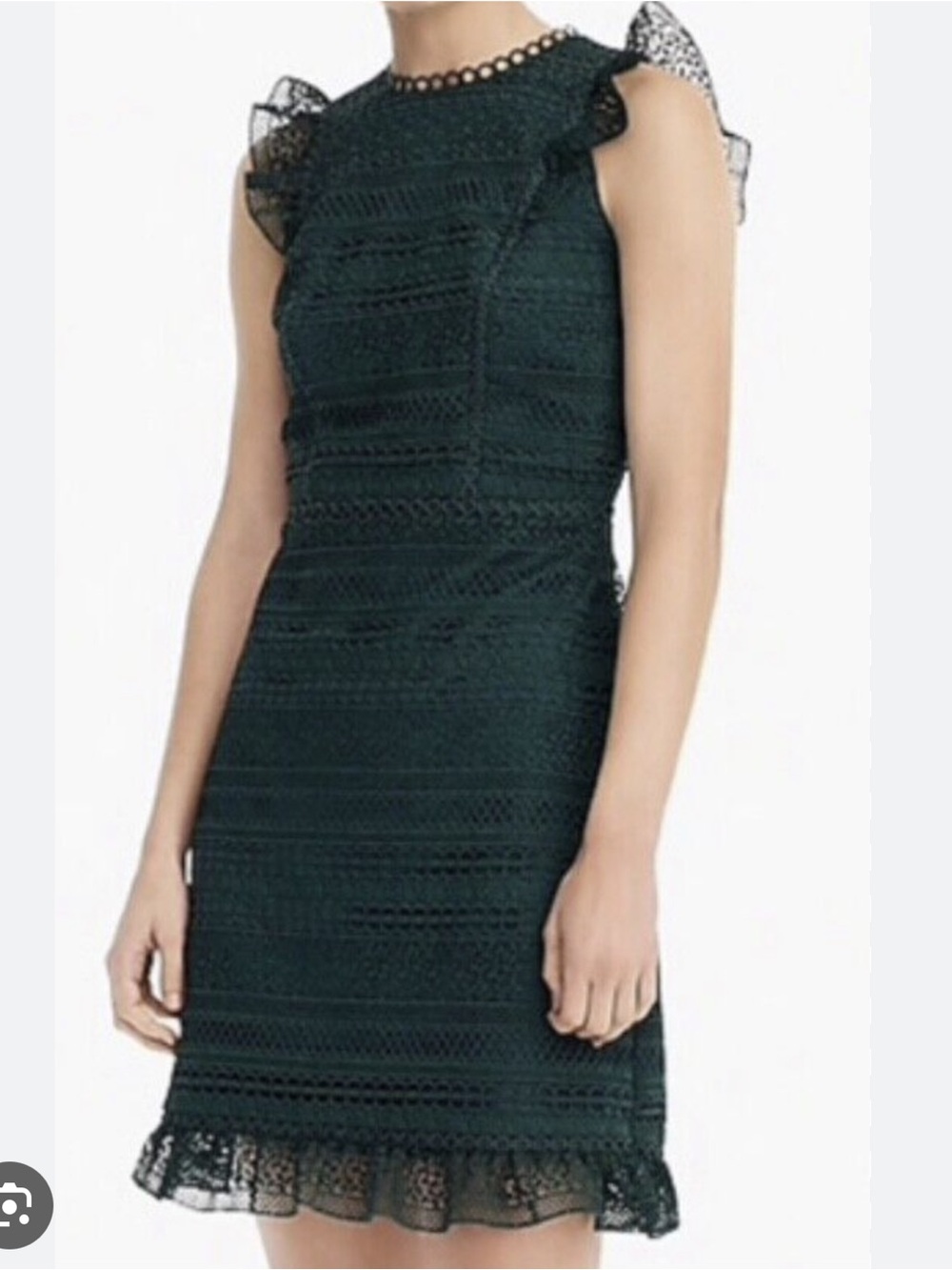 J. Crew Dark Green Lace Mini Dress